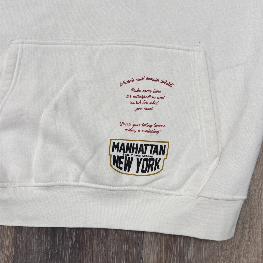 Zara New York Graphic Hoodie - Cream Size M - Picture 3 of 6